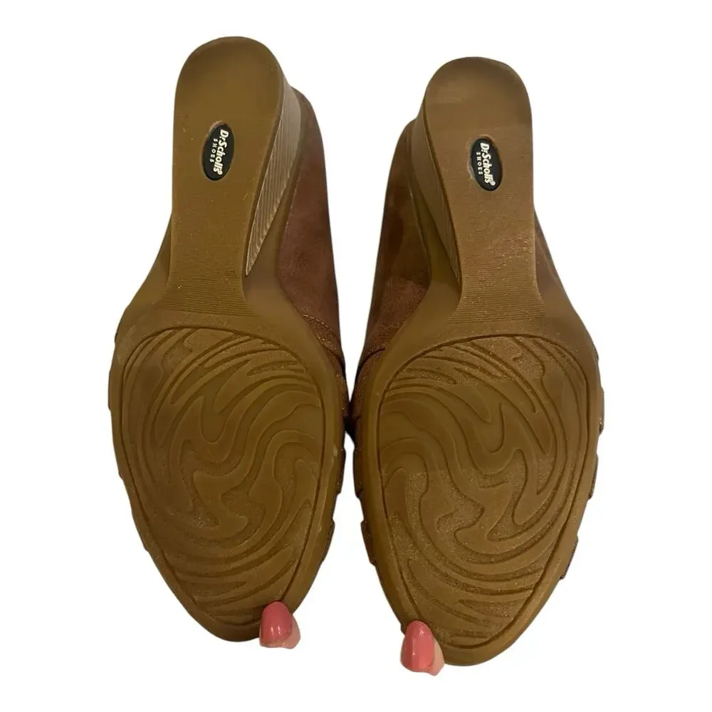 Dr. Scholls Be Free Fisherman Wedge Faux Suede Comfort Shoe Tan Brown 7.5M NWOB